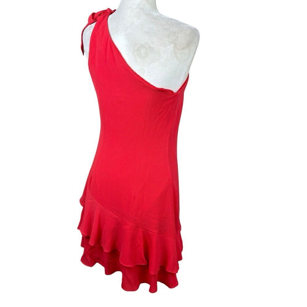 BCBG Dress Womens Size 4‎ Orange Teired Ruffle Asymmetrical Cocktail Mini New - Picture 6 of 15